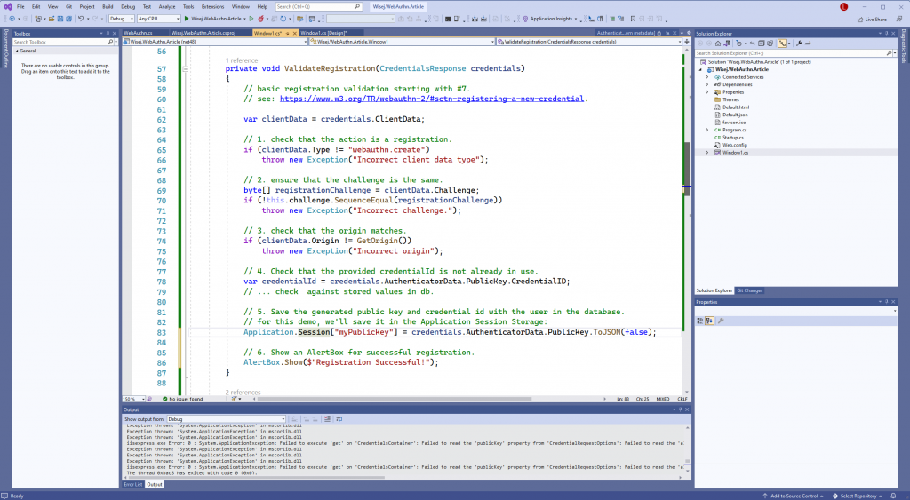 Wisej.NET WebAuthn Registration Validation