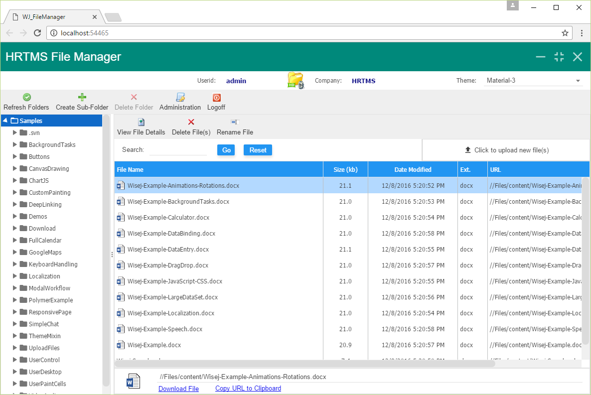 File Manager Sample