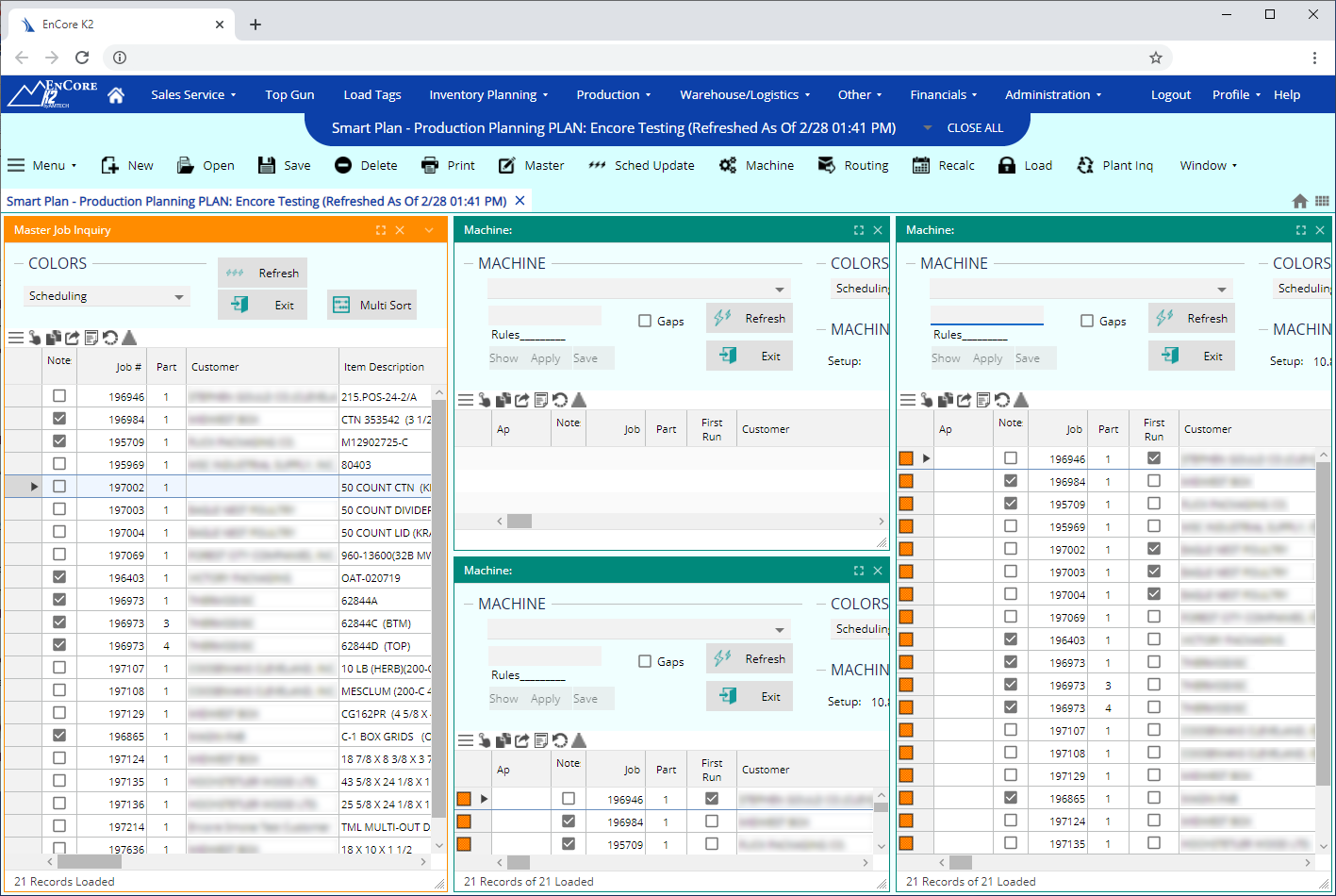 Amtech EnCore order management screen
