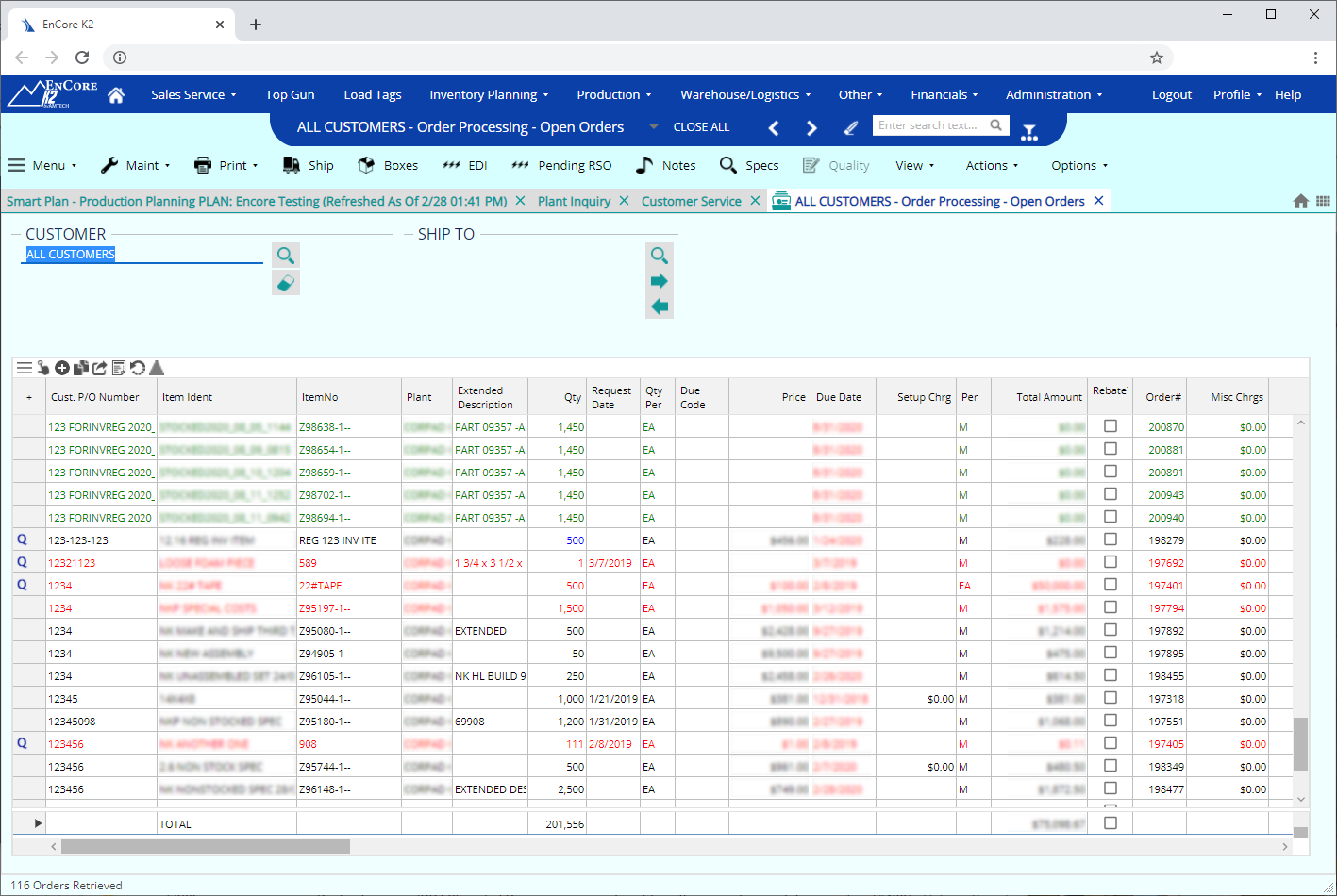 Amtech EnCore client portal screen