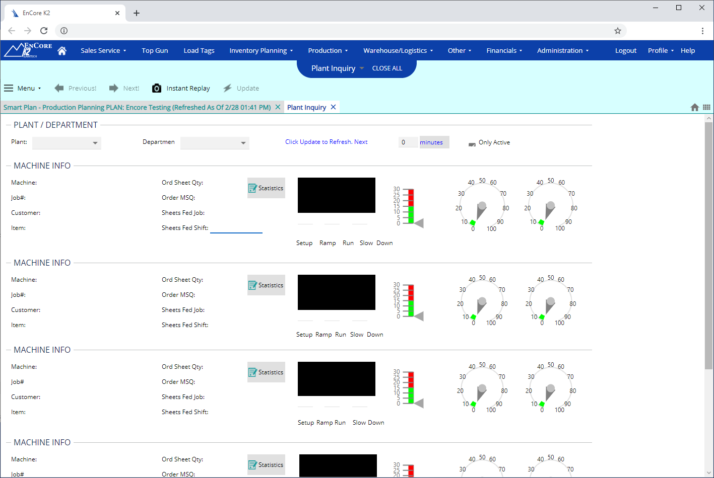 Amtech EnCore browser-based interface