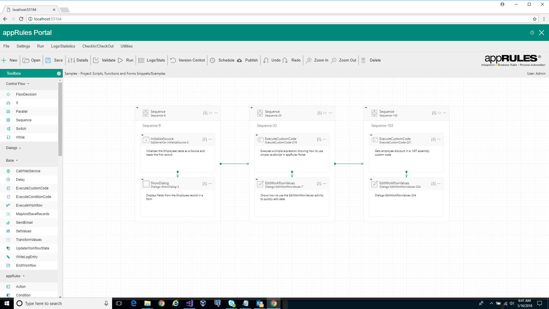 appRules Portal process automation screen