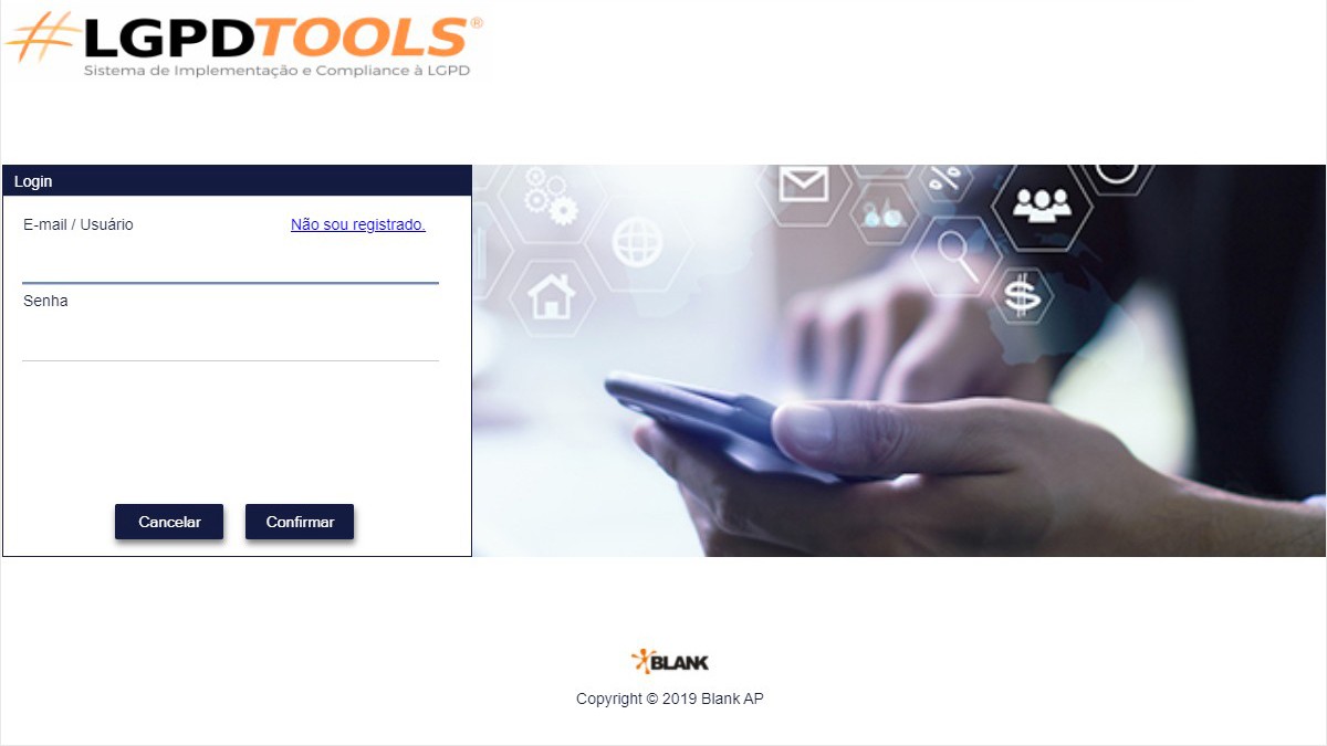 Blank Sistemas financial application running as a web app in the browser