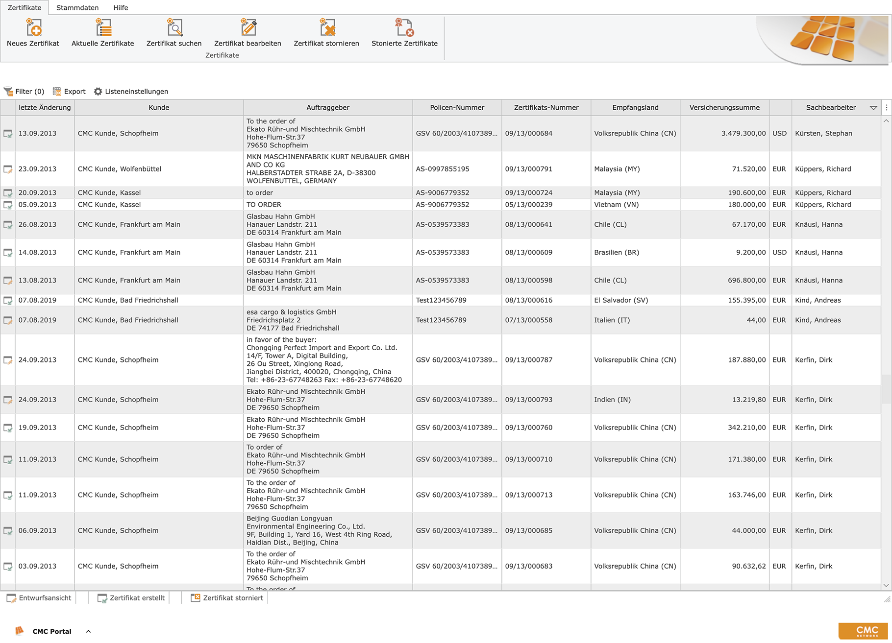CMC claim record detail view