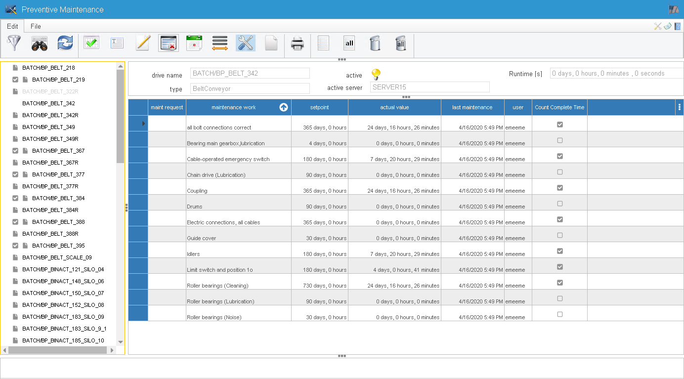 EME production monitoring dashboard