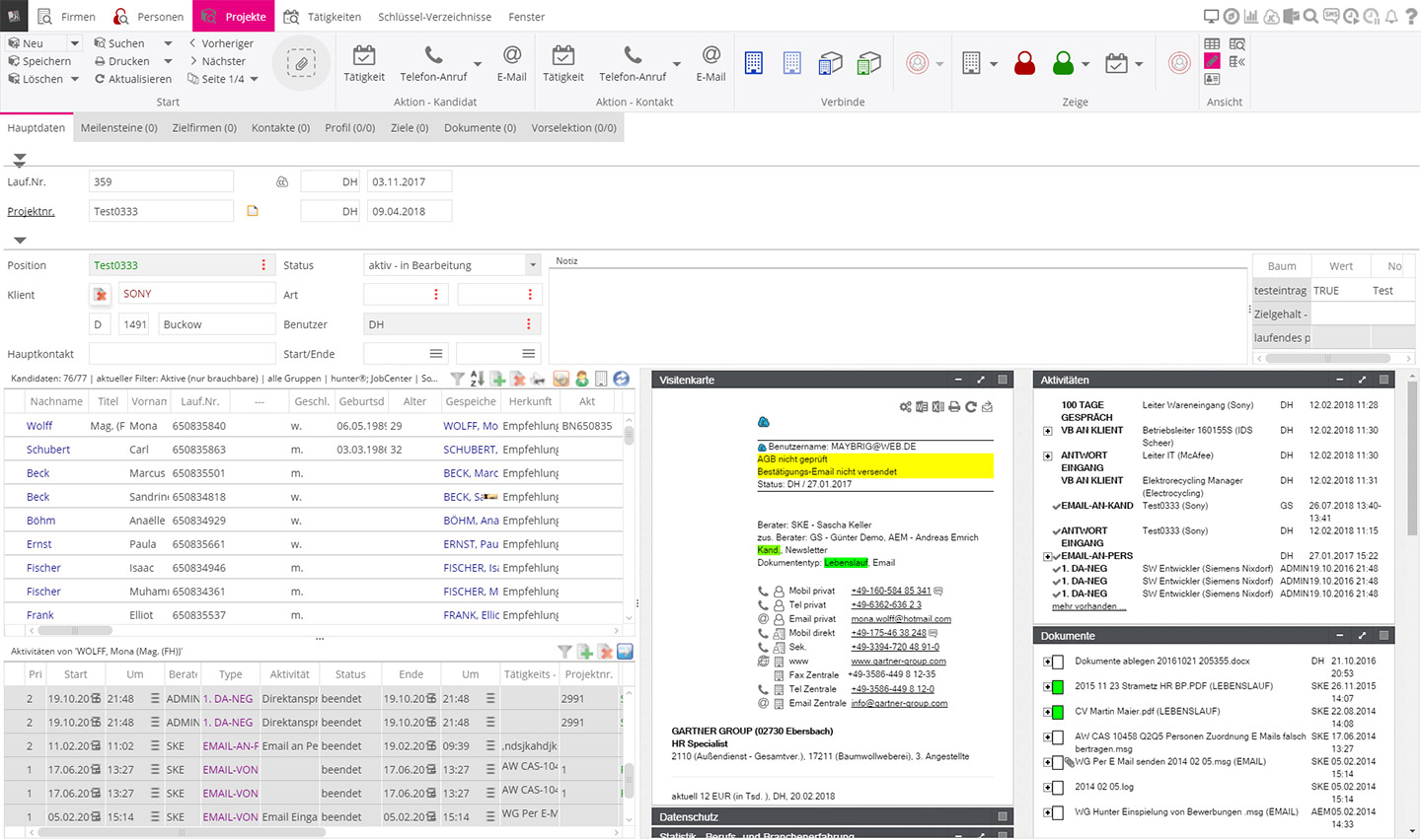 hunter cross-platform recruiting interface