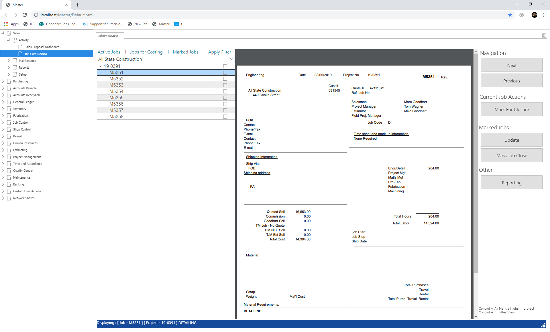 Goodhart Sons ERP grid and reporting view