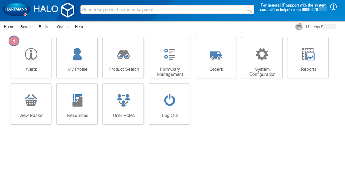 HARTMANN HALO ordering and logistics application running in a web browser, built with Wisej.NET