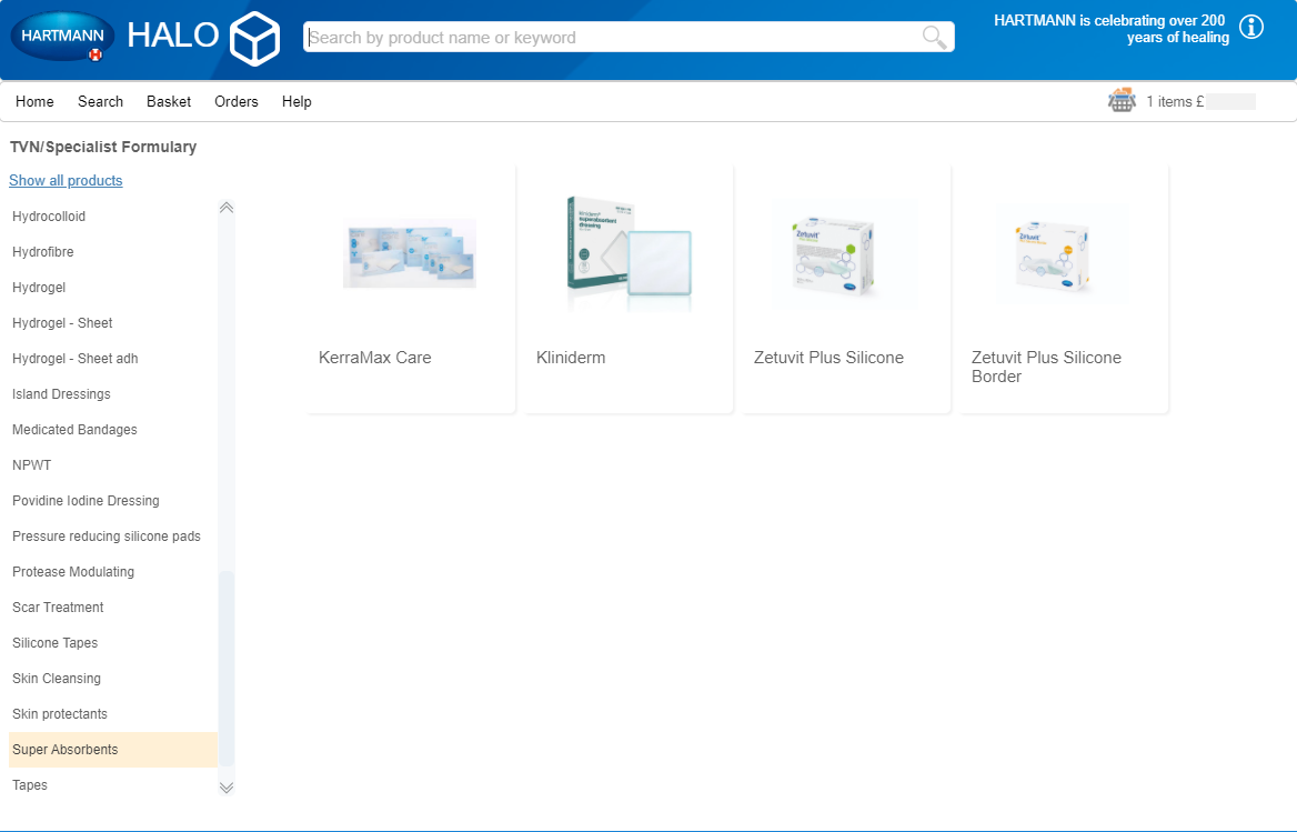 HALO ordering dashboard for NHS professionals