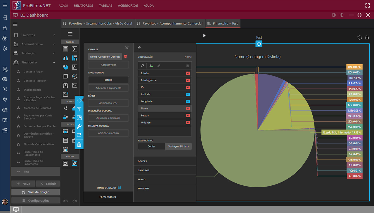 ProFilme.NET business application screen for the film industry