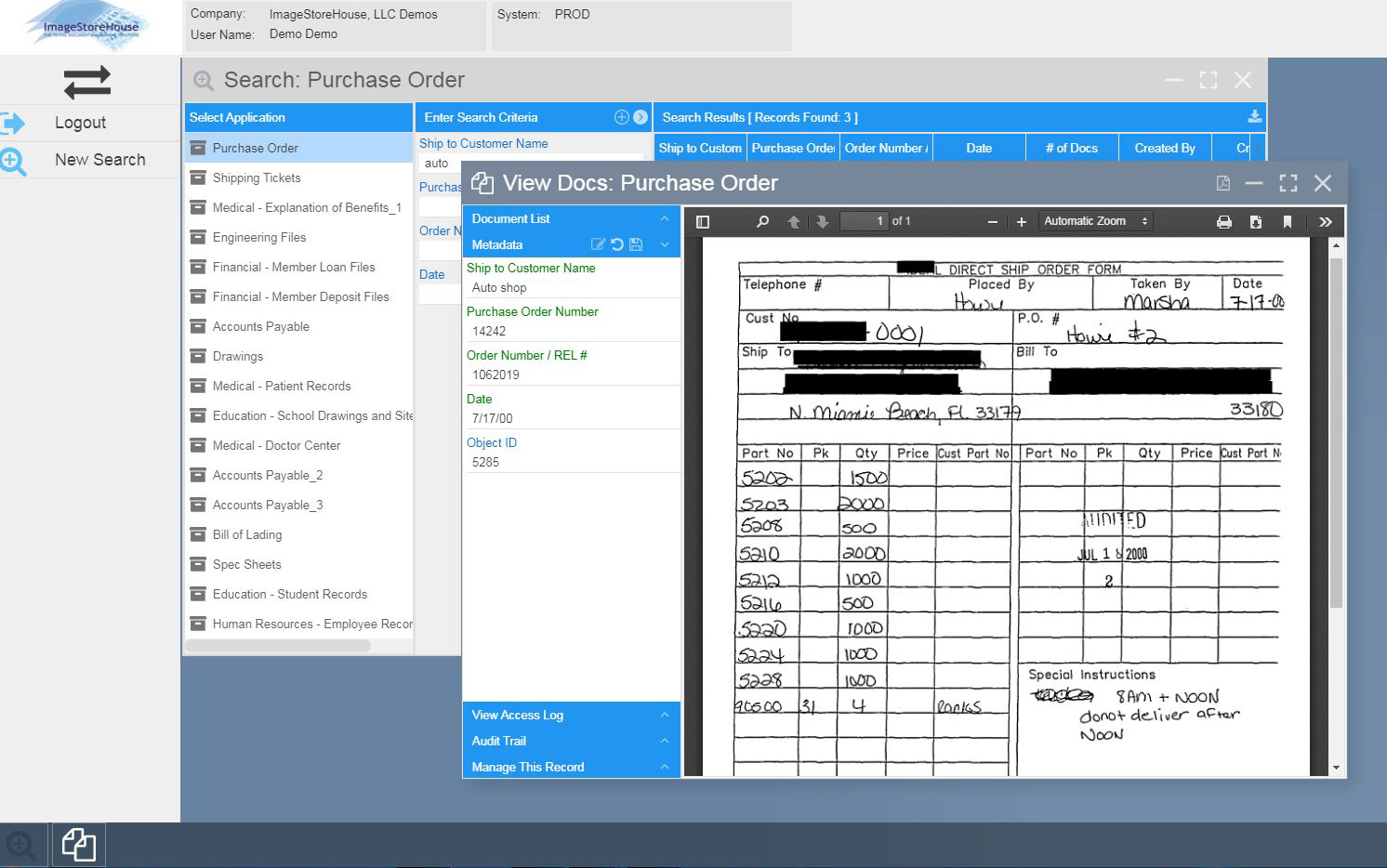 S-Logic document management interface