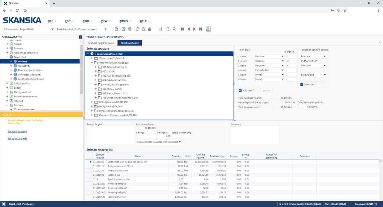 Skanska SPIK web application screenshot 3