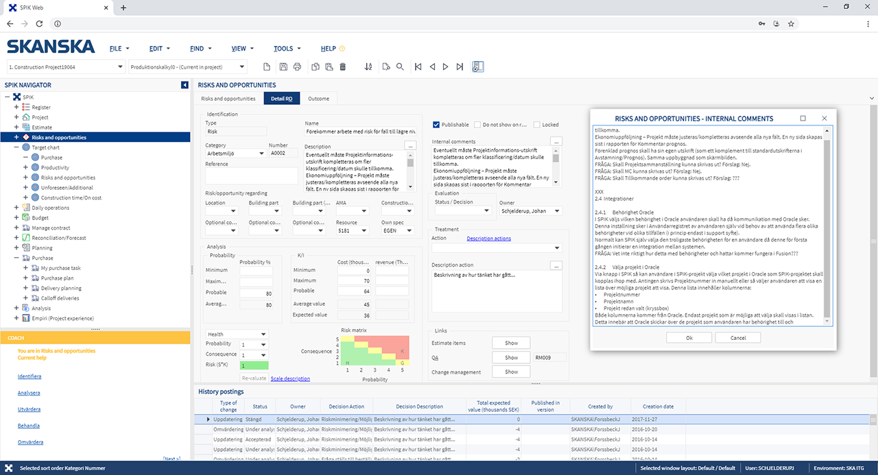 Skanska SPIK web application screenshot 4