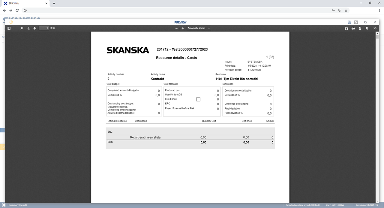 Skanska SPIK web application screenshot 10