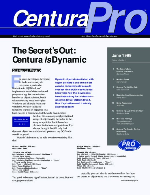 First page of “The Secret's Out: Centura is Dynamic”