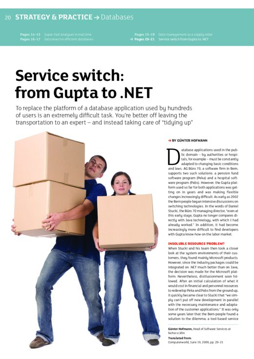 First page of “Service Switch: from Gupta to .NET”